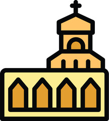 City church icon outline vector. Croatia landmark. World balkan color flat