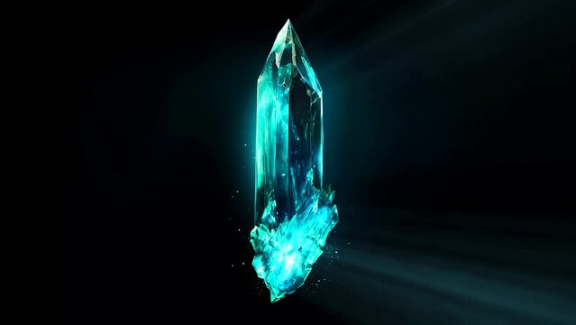Blue energy crystal with flickering lights animation