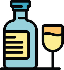 Croatia wine bottle icon outline vector. City landmark. Tourism country color flat