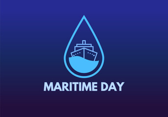 Maritime day concept Design. Ship icon with water drop icon
