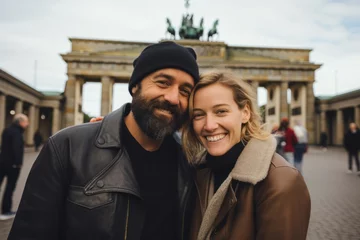 Fototapeten Couple in their 30s in front of the Brandenburg Gate in Berlin Germany © Anne Schaum