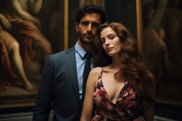 Couple in their 30s at the Uffizi Gallery in Florence Italy