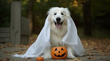a dog dressed up as a ghost for western christian church's annual halloween photo by person getty com