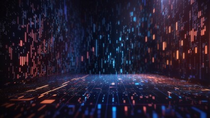 Abstract Digital Background with Binary Code and AI Algorithms