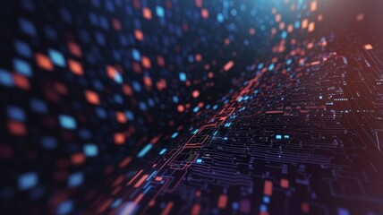 Abstract Digital Background with Binary Code and AI Algorithms