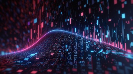 Abstract Digital Background with Binary Code and AI Algorithms