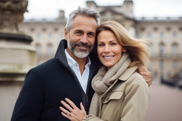 Couple in their 40s at the Buckingham Palace in London England