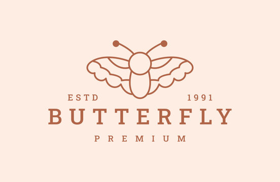Butterfly logo vector icon illustration hipster vintage retro