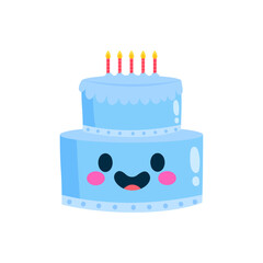 Vector birthday cake with candles. hand drawn vector illustration
