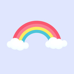 Vector rainbow and clouds icon flat design vector illustration