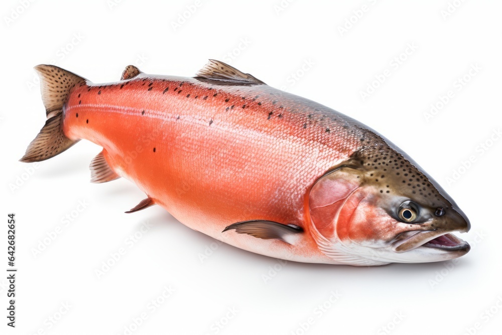 Poster red fish with a head. background with selective focus and copy space