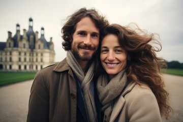 Couple in their 40s at the Château de Chambord in Chambord France