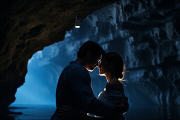 Couple in their 30s at the Blue Grotto in Capri Italy