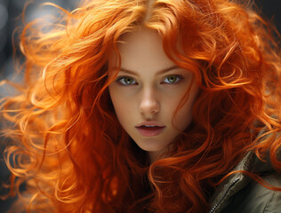Fototapeta premium woman model with bright red hair