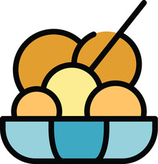 Chicken croquette icon outline vector. Fried ball. Meal food color flat
