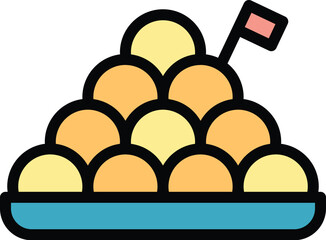 Croquette pyramide icon outline vector. Dutch potato. Cheese ball color flat
