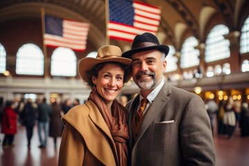 A couple in their 40s at the Ellis Island in New York USA