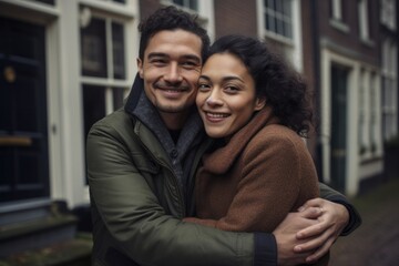 Fototapeta premium A couple in their 30s at the Anne Frank House in Amsterdam Netherlands