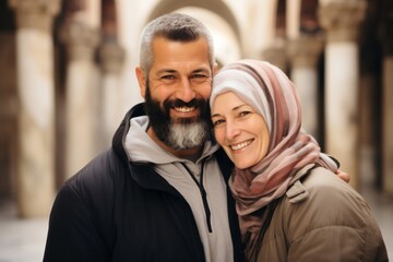 Fototapeta premium A couple in their 40s at the Umayyad Mosque in Damascus Syria