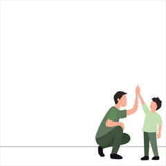 vector illustration of father and son doing a high five, one line art design for presentation, happy fathers day, fatherhood