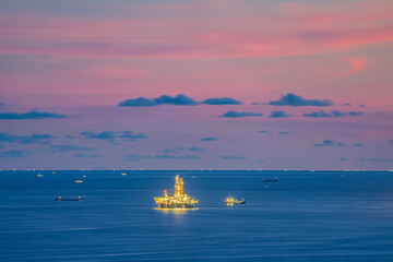 Aerial view of jack up rig on the sea at Ba Ria Vung Tau, Vietnam