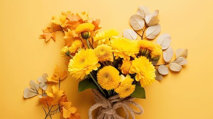 yellow flowers in a vase on a yellow background with text that reads how to make your home feel like fall