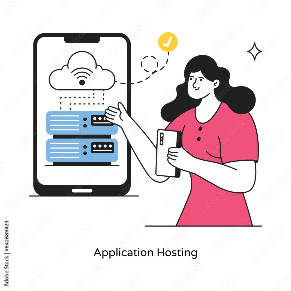 Poster application hosting abstract concept vector in a flat style stock illustration