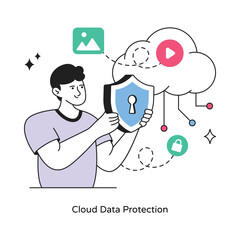 Cloud Data Protection abstract concept vector in a flat style stock illustration