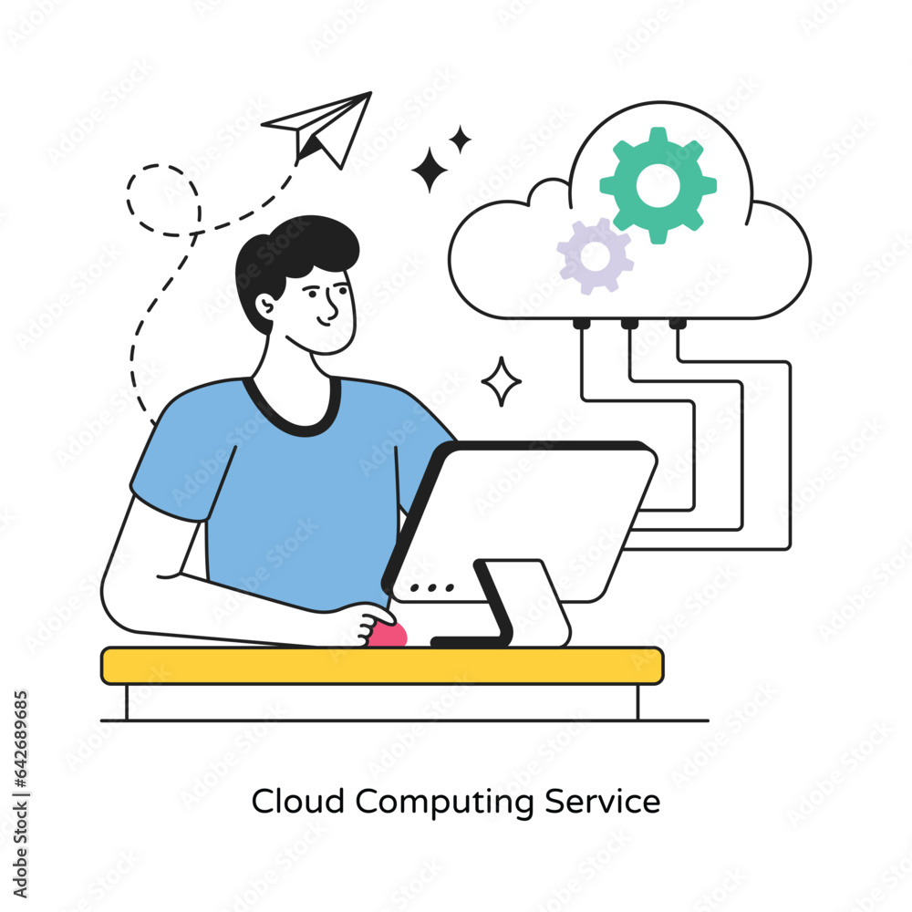 Poster cloud computing service abstract concept vector in a flat style stock illustration