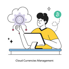 Cloud Currencies Management abstract concept vector in a flat style stock illustration