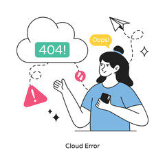 Cloud Error abstract concept vector in a flat style stock illustration