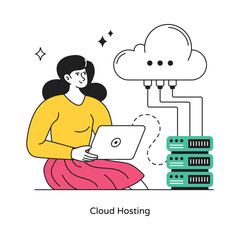 Cloud Hosting abstract concept vector in a flat style stock illustration