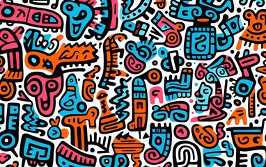 Animated and colorful doodle pattern background