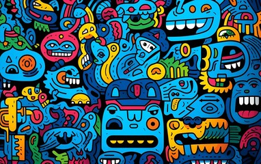 Animated and colorful doodle pattern background