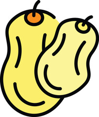 Dinner date fruit icon outline vector. Food palm. Seed dried color flat