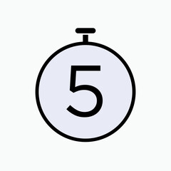 Countdown Icon at 5 Seconds. Timeline, Deadline Symbol.