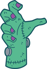 Frankenstein hand with sign, halloween decoration vector illustration