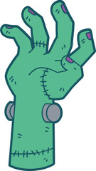 Frankenstein hand with sign, halloween decoration vector illustration