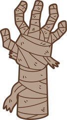 Mummy hand with sign, halloween decoration vector illustration