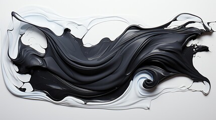 Close-Up of Black Paint Streak on White Background A Bold and Striking Contrast of Colors and Texture