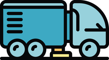 Road sweeper icon outline vector. Street truck. Cleaner machine color flat