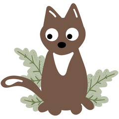 Cute Cat in Leaves