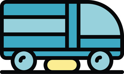 Cleaner machine icon outline vector. Road truck. Cleaning municipal color flat