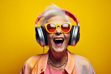 Female woman senior mature aged music adult white lifestyle caucasian elderly old person