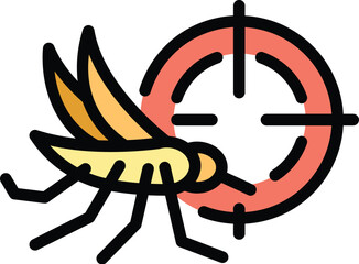 Mosquito target icon outline vector. Malaria control. Pest electric color flat