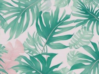 Summer tropical soft pastel nature palm leaves