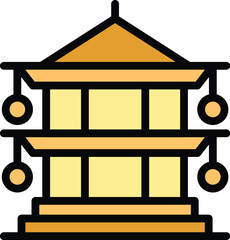 Tibet temple icon outline vector. Culture landmark. City travel color flat