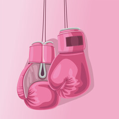 breast cancer awareness. let's fight disease. pink boxing gloves illustration
