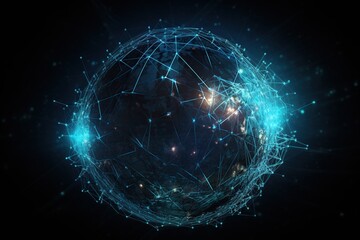 Naklejka premium Glowing Blue Sphere Abstract Illustration A Radiant and Mesmerizing Cosmic Creation