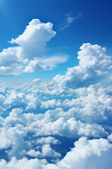 Naklejka na ściany i meble Blue sky above with clouds depth dynamic beautiful sky. AI generative